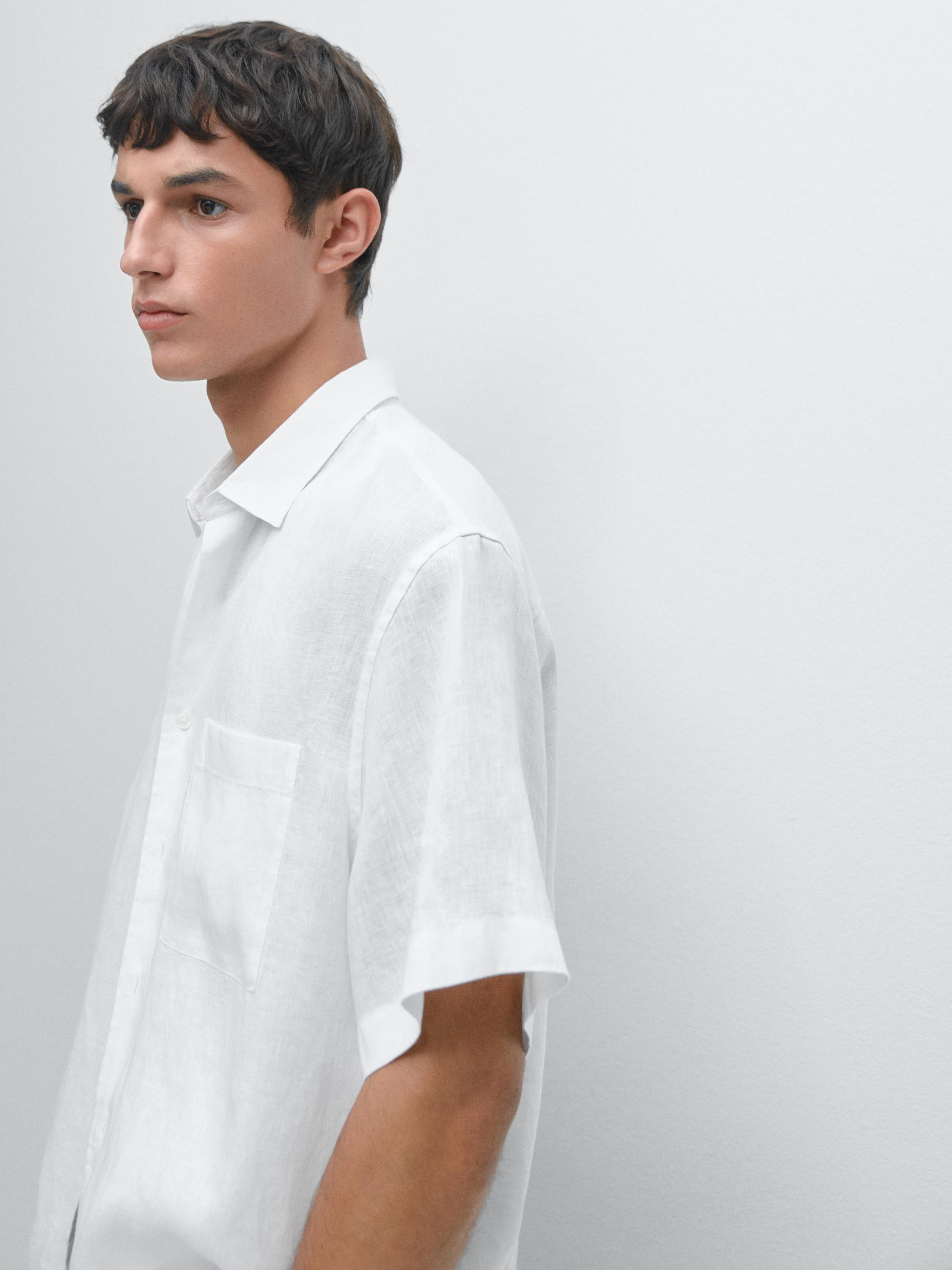 Chemise manches courtes 100 % lin